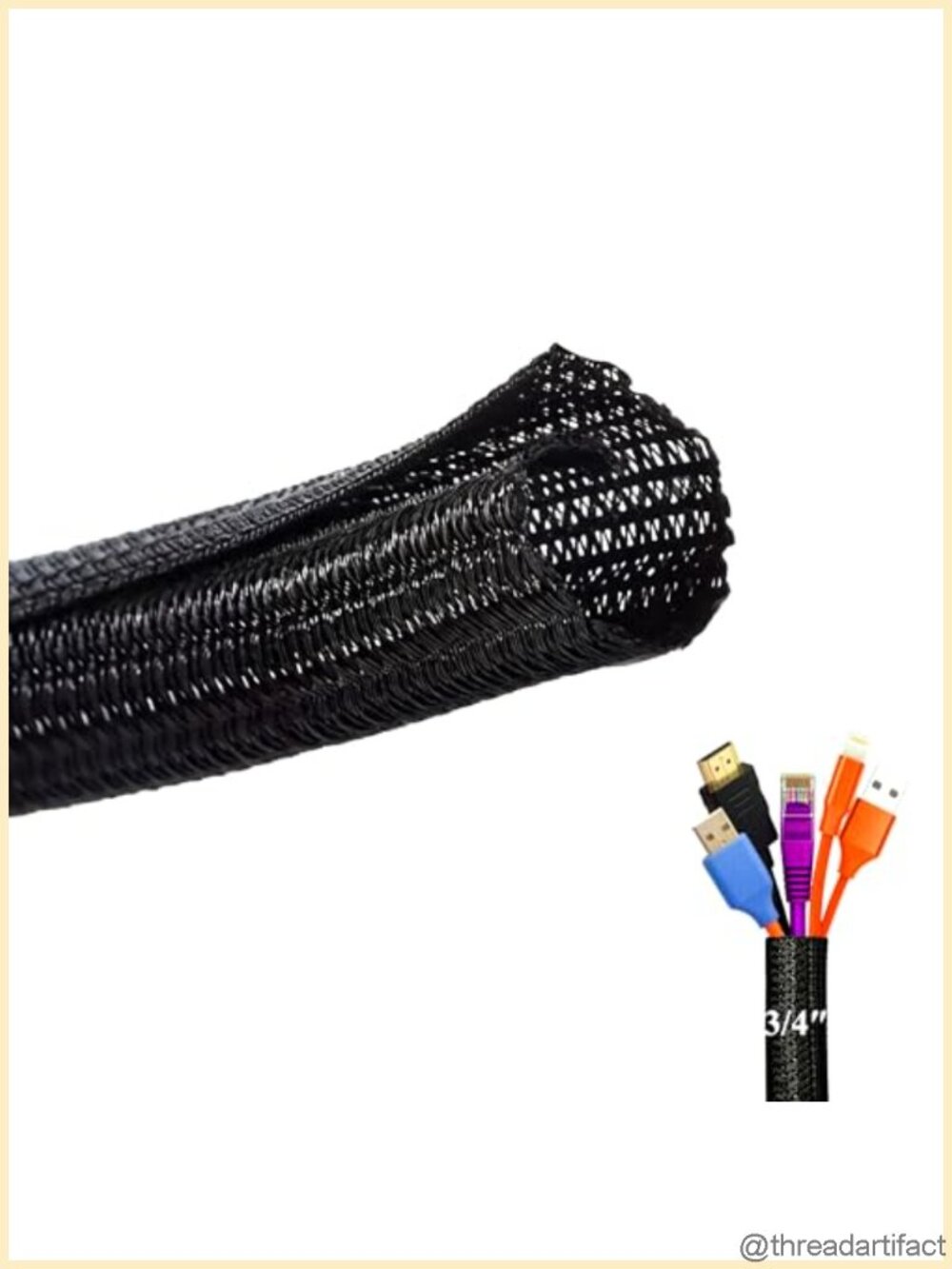 Split Wire Loom Cable Sleeve 3/4" Braided Mesh Cord Cover 10 FT